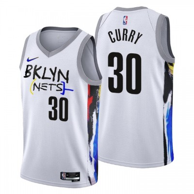 Nike Brooklyn Nets #30 Seth Curry Men's 2022-23 City Edition NBA Jersey - Cherry Blossom White Men's